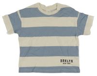 Modro-biele pruhované tričko s nápisom H&M