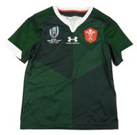 Zeleno-tmavozelené funkční sportovní tričko s nášivkami Under Armour