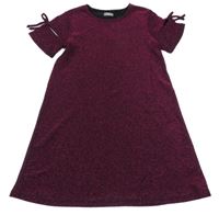 Tmavorůžovo-černé třpytivé šaty Next