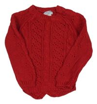 Červený trblietavý sveter s dirkovaným vzorom Laura Ashley