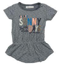 Sivá vzorovaná peplum tunika s nápisom