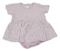 Svetloružové bavlnené kvetované šaty so všitým body Baby Berry