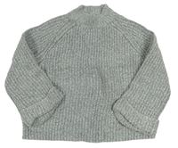 Sivý melírovaný rebrovaný oversize sveter F&F
