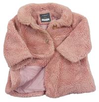 Ružový huňatý podšitý kabát Primark