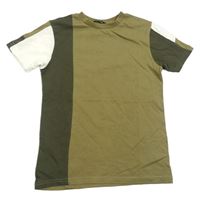 Khaki-tmavokhaki-bílé tričko George