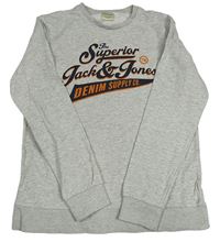 Šedá melírovaná mikina s logem JACK&JONES