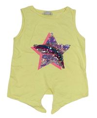 Svetložltý crop top s hvězdičkou z překlápěcích flitrů PRIMARK