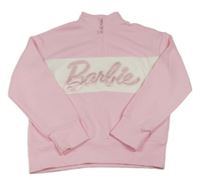 Svetloružová -biela mikina s logem Barbie PRIMARK
