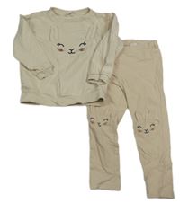 2Set - Světlebéžová mikina se zajíčkem + legíny H&M