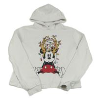 Smetanová crop mikina s Mickey s vánočním motivem a kapucí C&A
