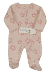 Nové - světlerůžový fleecový overal s hvězdičkami F&F