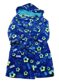 Safírový plyšový župan s míči a kapucí St. Bernard