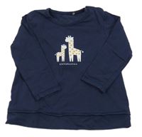 Tmavomodré mikinotriko so žirafami  belly button