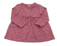 Staroružová bodkovaná á tepláková šatová tunika s medvedíkmi Topomini