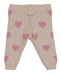 Svetloružové úpletové tepláky so srdiečkami RIVER ISLAND