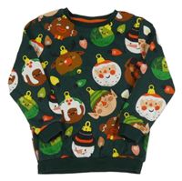 Smaragdová vianočná mikina s ozdobičkami/obrázky Tu