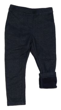 Tmavomodré zateplené tregíny riflového vzhledu lupilu