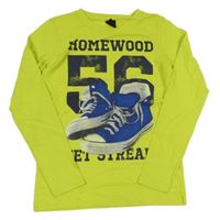 Limetkové triko s číslem a botami a nápisy Chapter young