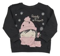 Tmavosivá mikina s dívkou so cute