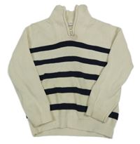 Smetanovo-tmavomodrý pruhovaný sveter M&S