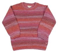 Jahodovo-tmavorůžovo-fialový melírovaný sveter CREW