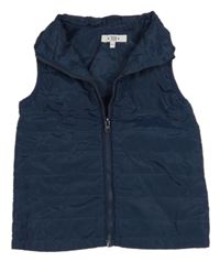 Tmavomodrá prešívaná šušťáková zateplená vesta TEX