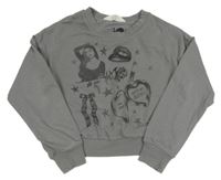 Sivá oversize crop mikina s obrázkami H&M