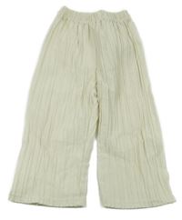 Smotanové rebrované vzorované široké nohavice