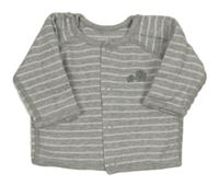 Šedo-bílé pruhované melírované propínací mikinotriko se sloníky George