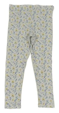 Bílé žebrované legíny s kytičkami PRIMARK
