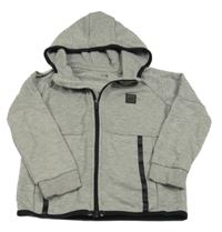 Sivá melírovaná prepínaci mikina s nášivkou a kapucňou F&F