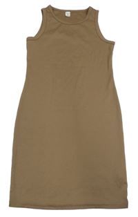 Hnedé rebrované šaty SHEIN