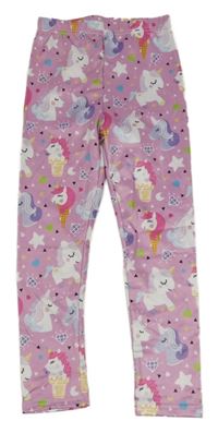 Růžové sportovní legíny s jednorožci