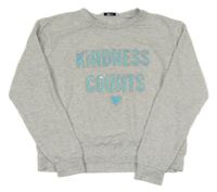 Svetlosivá melírovaná crop mikina s metalickými nápisy a srdiečkom New Look