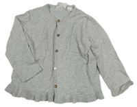 Světlešedý melírovaný prepínaci s volánkem sveter ZARA