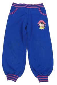 Safírovo-růžové tepláky s holčičkou a pruhy LC WaIKIKI