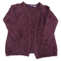 Mahagónovoý chlpatý svetrový cardigan so trblietkami lupilu