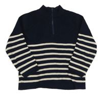 Tmavomodrý sveter s bielymi pruhmi H&M