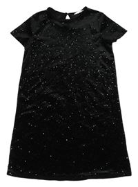Čierne trblietavé zamatové šaty H&M