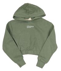 Khaki crop mikina s nápisom a kapucňou zn. H&M