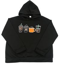 Čierna mikina s nápoji a kapucňou Shein