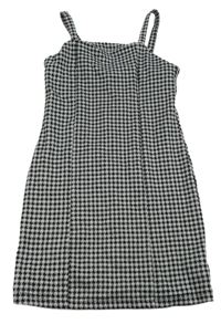 Svetlošedá -čierne trblietavé vzorované šaty Primark