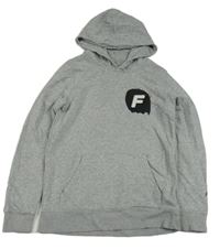 Sivá melírovaná mikina s písmenem a kapucňou zn. Forty