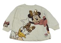 Smotanová oversize mikina s Minnie a Daisy s překlápěcími flitre Next