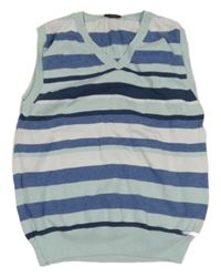 Světlemodro-modro-biela pruhovaná svetrová vesta zn. Next