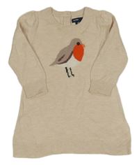 Béžové svetrové šaty s ptáčkem GAP