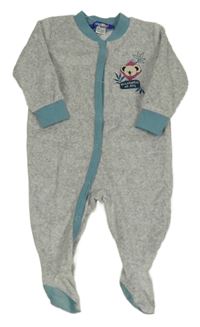 Sivý melírovaný zamatový overal s koalou Lupilu