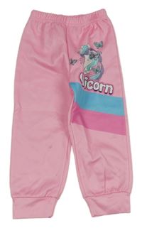 Růžové tepláky s jednorožcem a motýly