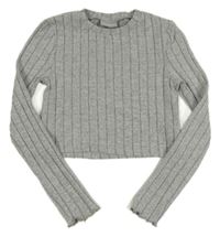 Sivé melírované rebrované úpletové crop tričko Matalan