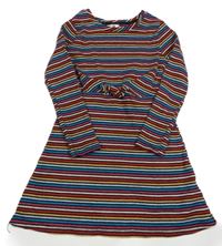 Čierno-farebné pruhované rebrované šaty s uzlom M&Co.